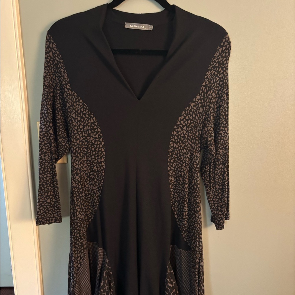Alembika Black and Brown Patterned Dress